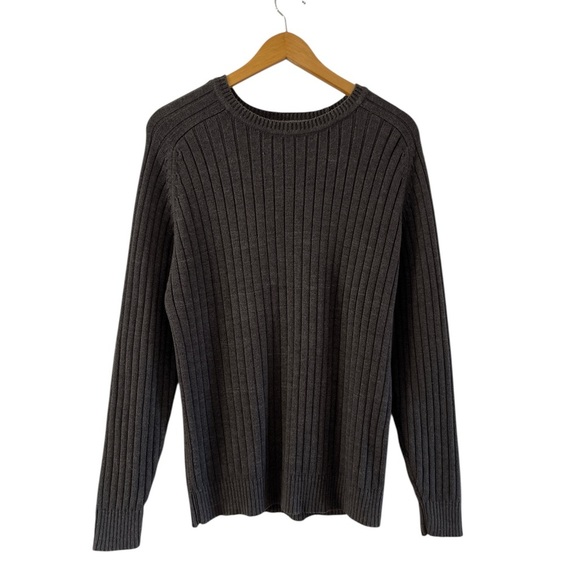 Oscar de la Renta Men’s Ribbed Knit Crewneck Sweater Gray Size M - Picture 1 of 11